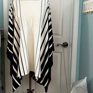 PONCHO, COTTON/MODAL, BLACK & PEARL, SZ L/XL, VERY FLOWING, LAUREN BY RALPH LAUR